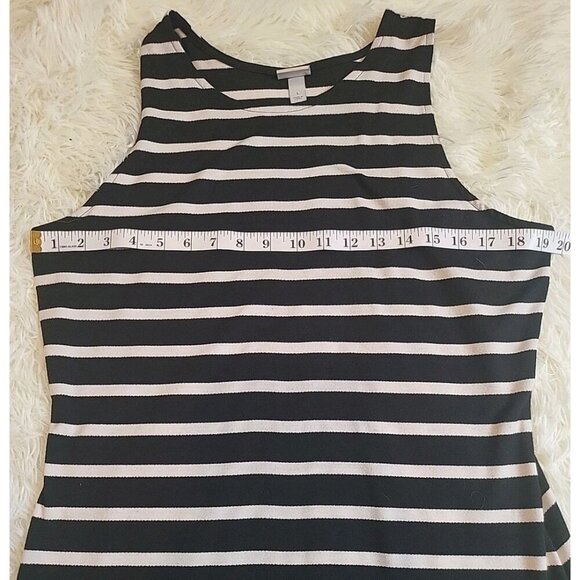 A New Day Womens Black White Striped Sleeveless Tank Dress Large Racerback Beach - Picture 7 of 9